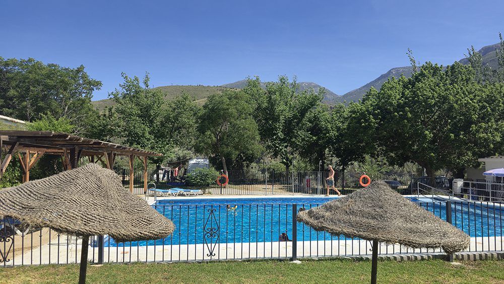 camping orgiva pool area