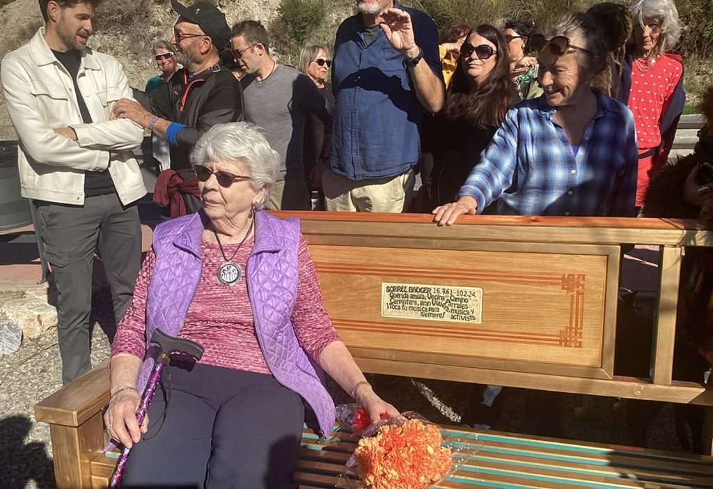 sorrel badger bench with mum gillian 1