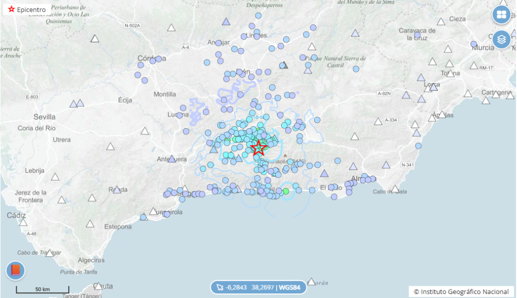 earthquake in granada shake map IGN