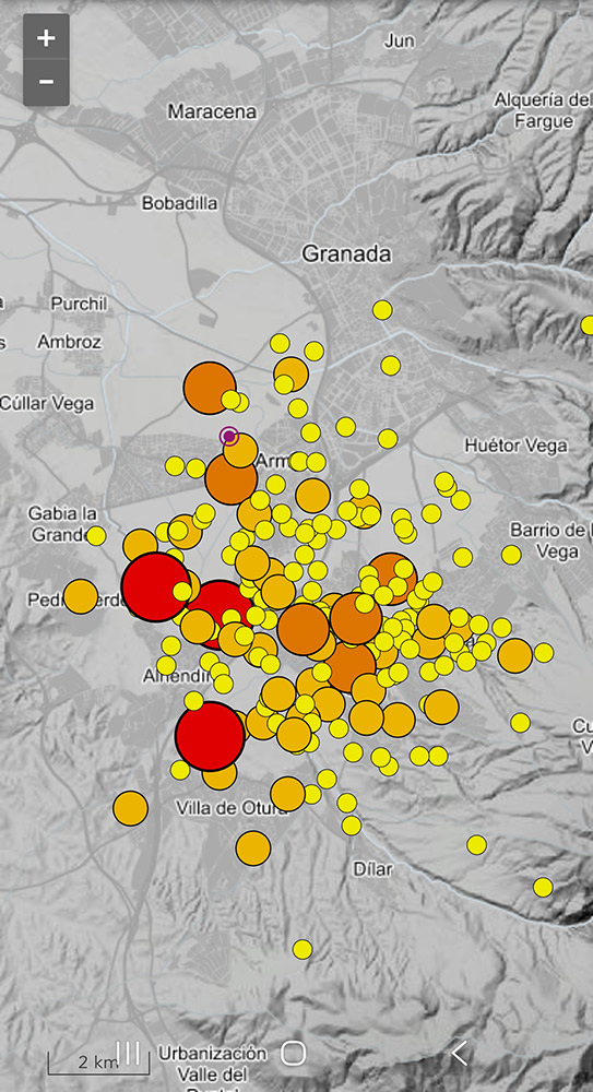 granada earthquakes map